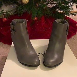 Gray heeled boots